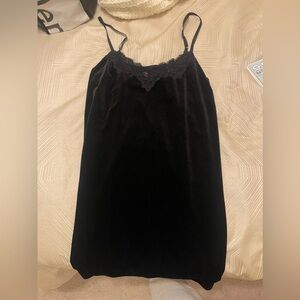 Black velvet lace slip dress